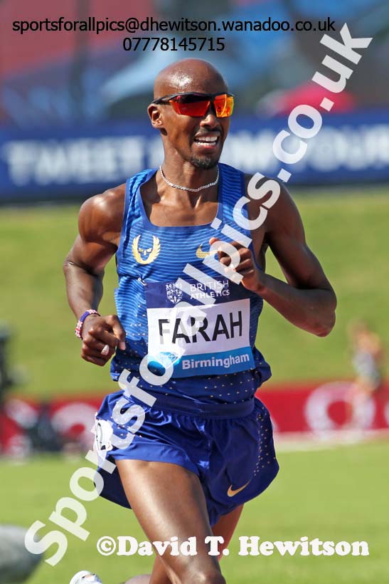 Mo Farah (GB) wins the mens 3000 metres, IAAF Diamond League, Birmingham. Photo: David T. Hewitson/Sports for All Pics